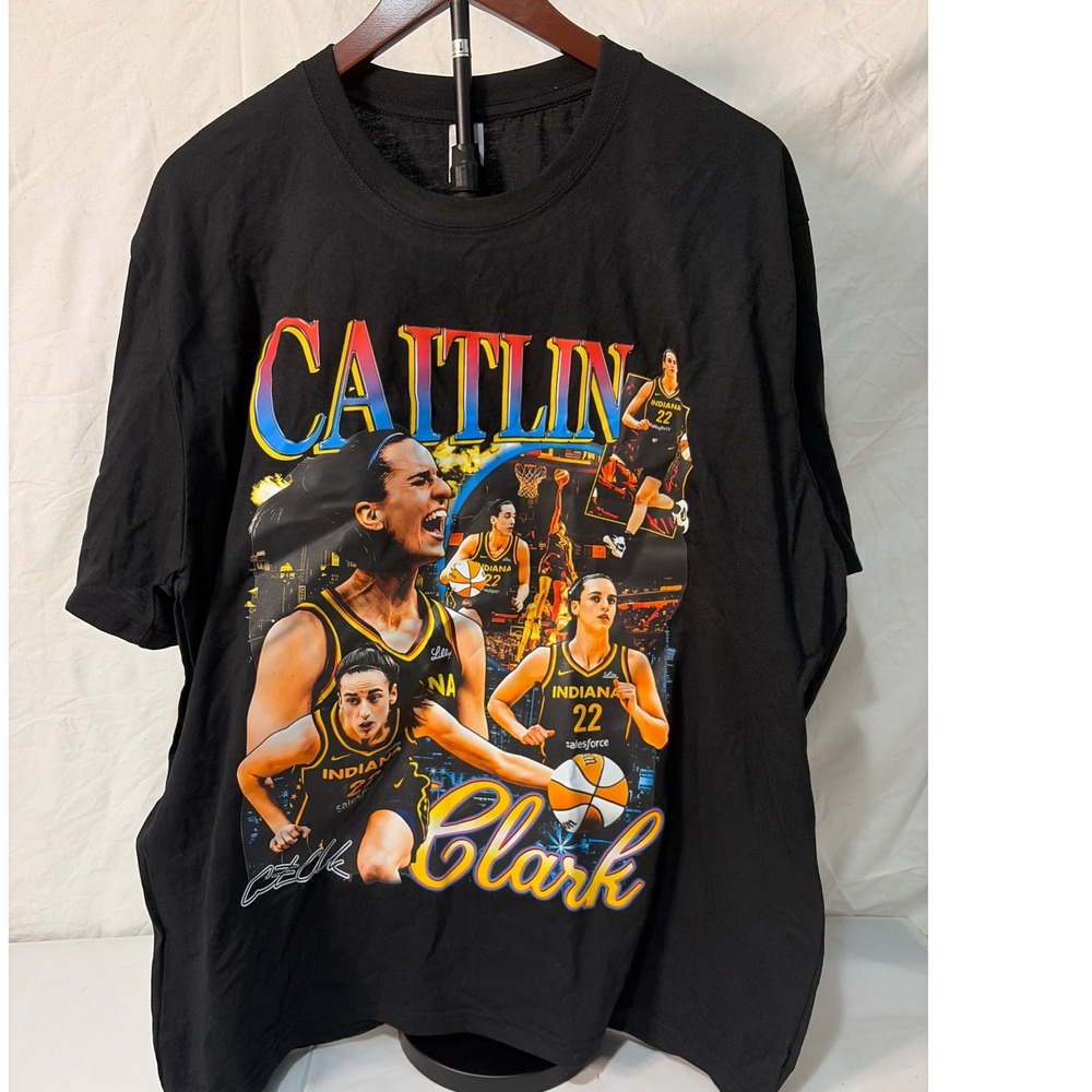 Caitlin Clark Indiana Fever Basketball Graphic T-Shirt Black 90s Bootleg 2XL